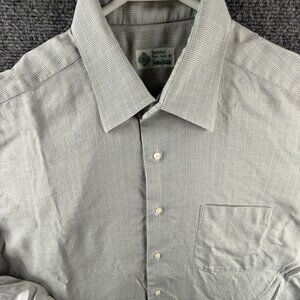 Luigi Borrelli For Neiman Marcus Gray Check Button Up Shirt Italy 16.5 Cotton